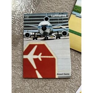 Vtg Lufthansa Airport Game Static Clings Reusable Plane Set w Sleeve Unused